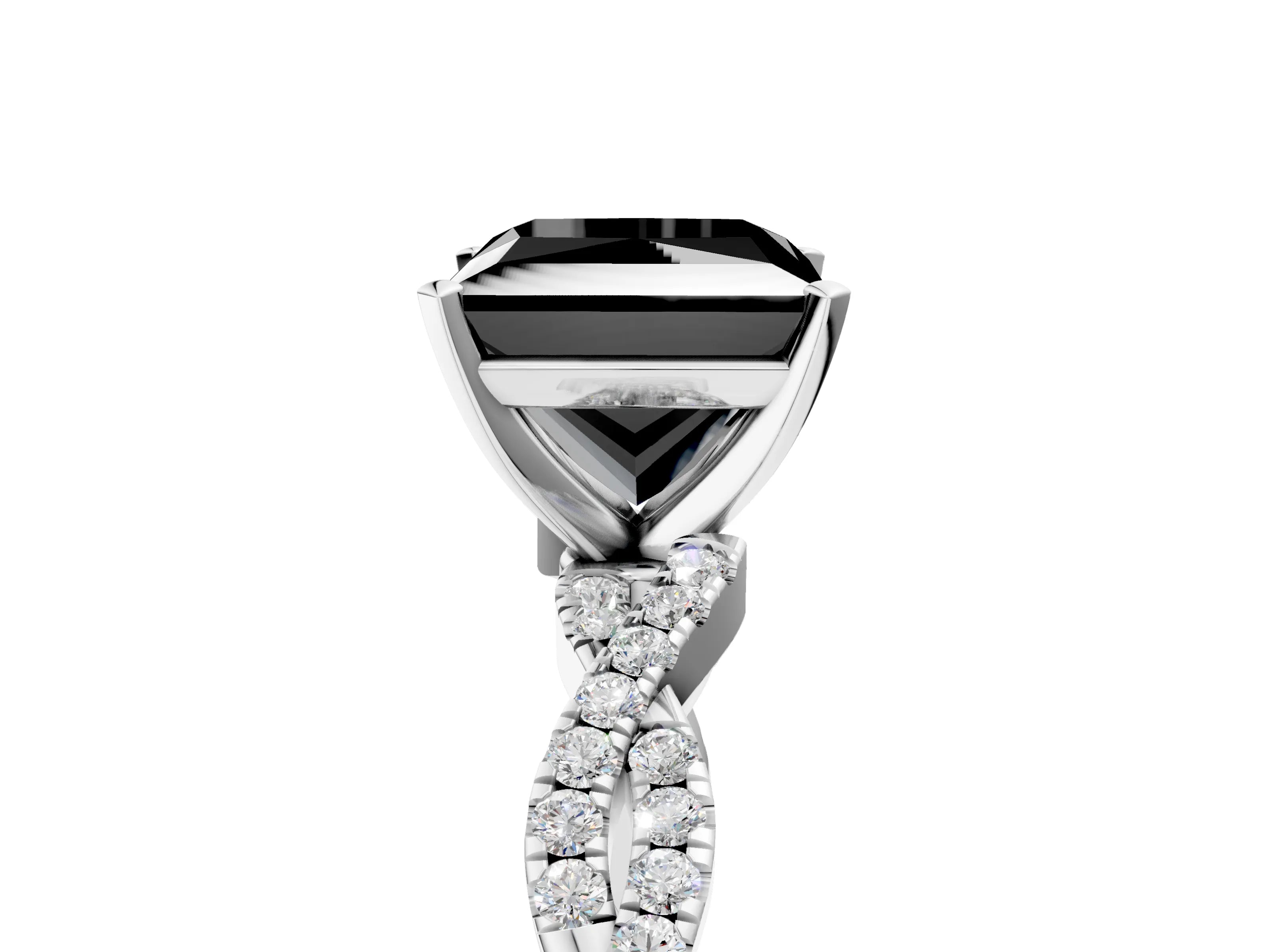 White gold Fancy Black Princess Cut Solitaire Twisted Pave Band with Four-Prong Setting_32