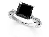 White gold Fancy Black Princess Cut Solitaire Twisted Pave Band with Four-Prong Setting_34