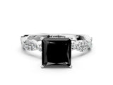 White gold Fancy Black Princess Cut Solitaire Twisted Pave Band with Four-Prong Setting_39