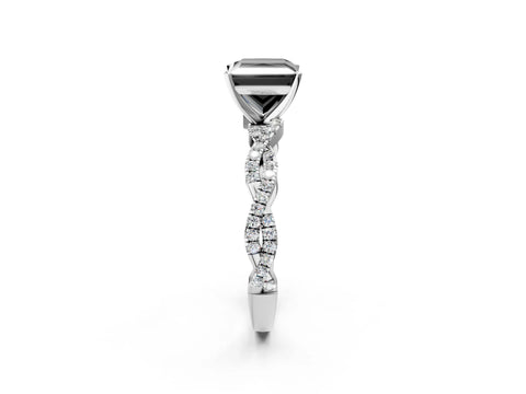 White gold Fancy Black Princess Cut Solitaire Twisted Pave Band with Four-Prong Setting_39
