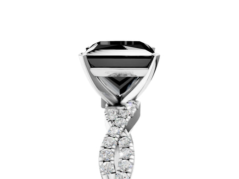 White gold Fancy Black Princess Cut Solitaire Twisted Pave Band with Four-Prong Setting_42
