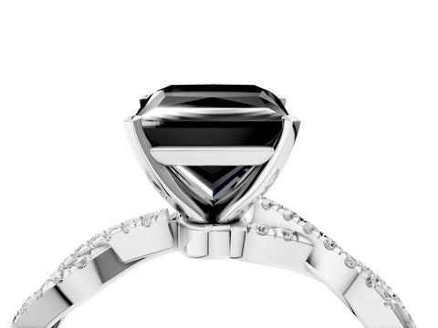 White gold Fancy Black Princess Cut Solitaire Twisted Pave Band with Four-Prong Setting_43