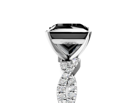 White gold Fancy Black Princess Cut Solitaire Twisted Pave Band with Four-Prong Setting_8