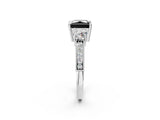 White gold Fancy Black Princess Cut Three-Stone Diamond Ring with Pavé Band and Four-Prong Setting_14