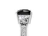 White gold Fancy Black Princess Cut Three-Stone Diamond Ring with Pavé Band and Four-Prong Setting_17