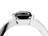 White gold Fancy Black Radiant Cut Brilliant Channel-Set Diamond Ring with Bezel Prong Setting_16