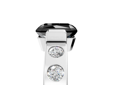White gold Fancy Black Radiant Cut Brilliant Channel-Set Diamond Ring with Bezel Prong Setting_17
