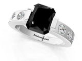 White gold Fancy Black Radiant Cut Brilliant Channel-Set Diamond Ring with Bezel Prong Setting_1