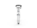 White gold Fancy Black Radiant Cut Brilliant Channel-Set Diamond Ring with Bezel Prong Setting_2