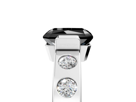 White gold Fancy Black Radiant Cut Brilliant Channel-Set Diamond Ring with Bezel Prong Setting_5