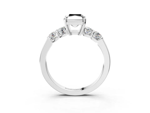White gold Fancy Black Radiant Cut Brilliant Diamond Five-Stone Engagement Ring with Prong Setting on a Classic Band_6