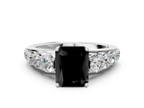 White gold Fancy Black Radiant Cut Brilliant Diamond Pavé Band with Six-Prong Setting_12