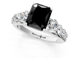 White gold Fancy Black Radiant Cut Brilliant Diamond Pavé Band with Six-Prong Setting_13