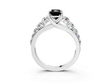 White gold Fancy Black Radiant Cut Brilliant Diamond Pavé Band with Six-Prong Setting_15