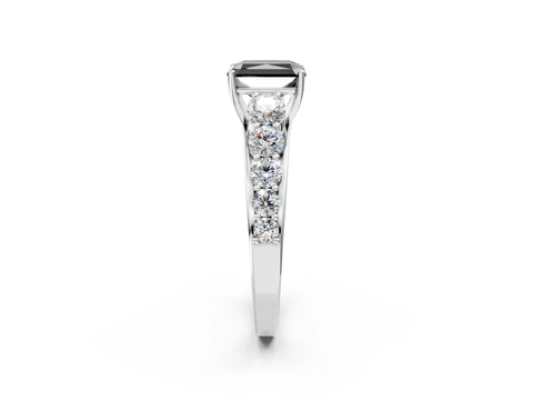 White gold Fancy Black Radiant Cut Brilliant Diamond Pavé Band with Six-Prong Setting_2