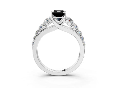White gold Fancy Black Radiant Cut Brilliant Diamond Pavé Band with Six-Prong Setting_3