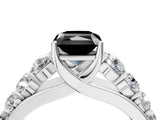 White gold Fancy Black Radiant Cut Brilliant Diamond Pavé Band with Six-Prong Setting_4