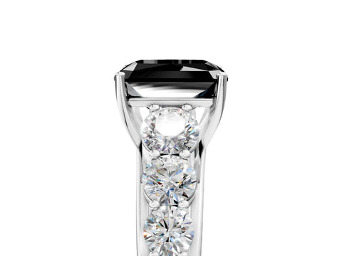 White gold Fancy Black Radiant Cut Brilliant Diamond Pavé Band with Six-Prong Setting_5