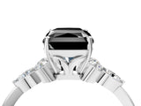 White gold Fancy Black Radiant Cut Brilliant Diamond Solitaire Ring with Pear Side Stones and Four-Prong Setting_10