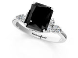 White gold Fancy Black Radiant Cut Brilliant Diamond Solitaire Ring with Pear Side Stones and Four-Prong Setting_7