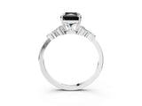 White gold Fancy Black Radiant Cut Brilliant Diamond Solitaire Ring with Pear Side Stones and Four-Prong Setting_9