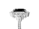 White gold Fancy Black Radiant Cut Brilliant Diamond with Cluster Setting on a Beaded Band and Four-Prong Setting_29