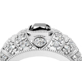 White gold Fancy Black Radiant Cut Brilliant Halo Pave Diamond Milgrain Ring_4