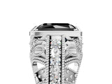 White gold Fancy Black Radiant Cut Brilliant Milgrain Filigree Diamond Ring with Square Prong Setting_5