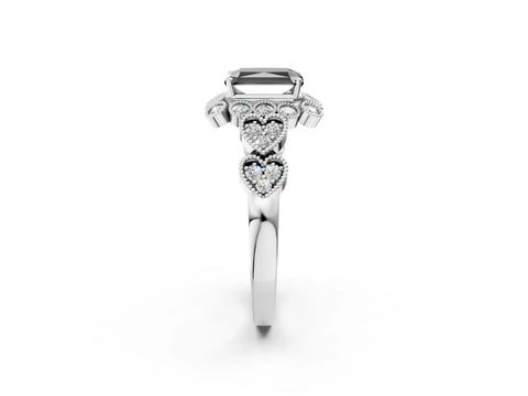 White gold Fancy Black Radiant Cut Brilliant Milgrain Pave Heart Band Solitaire Ring_14