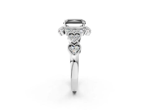 White gold Fancy Black Radiant Cut Brilliant Milgrain Pave Heart Band Solitaire Ring_26