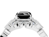 White gold Fancy Black Radiant Cut Brilliant Milgrain Pave Heart Band Solitaire Ring_27