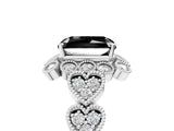 White gold Fancy Black Radiant Cut Brilliant Milgrain Pave Heart Band Solitaire Ring_29
