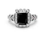 White gold Fancy Black Radiant Cut Brilliant Milgrain Pave Heart Band Solitaire Ring_35