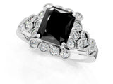 White gold Fancy Black Radiant Cut Brilliant Milgrain Pave Heart Band Solitaire Ring_36