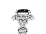 White gold Fancy Black Radiant Cut Brilliant Milgrain Pave Heart Band Solitaire Ring_41