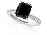 White gold Fancy Black Radiant Cut Brilliant Pavé Band Solitaire with Four-Prong Setting_1