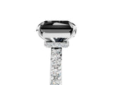 White gold Fancy Black Radiant Cut Brilliant Pavé Band Solitaire with Four-Prong Setting_5