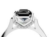 White gold Fancy Black Radiant Cut Brilliant Solitaire Diamond Ring with Channel Set Band and Bar Prong Setting_4