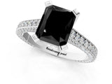 White gold Fancy Black Radiant Cut Brilliant Split Shank Pave Solitaire Ring with Four-Prong Setting_1