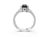 White gold Fancy Black Radiant Cut Brilliant Split Shank Pave Solitaire Ring with Four-Prong Setting_3