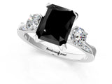 White gold Fancy Black Radiant Cut Brilliant Three-Stone Diamond Ring with Pavé Band and Four-Prong Setting_48
