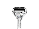 White gold Fancy Black Radiant Cut Brilliant Three-Stone Diamond Ring with Pavé Band and Four-Prong Setting_48