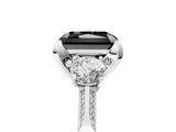 White gold Fancy Black Radiant Cut Brilliant Three-Stone Diamond Ring with Pavé Band and Four-Prong Setting_62