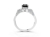 White gold Fancy Black Radiant Cut Brilliant Three-Stone Pave Band with Four-Prong Setting_3