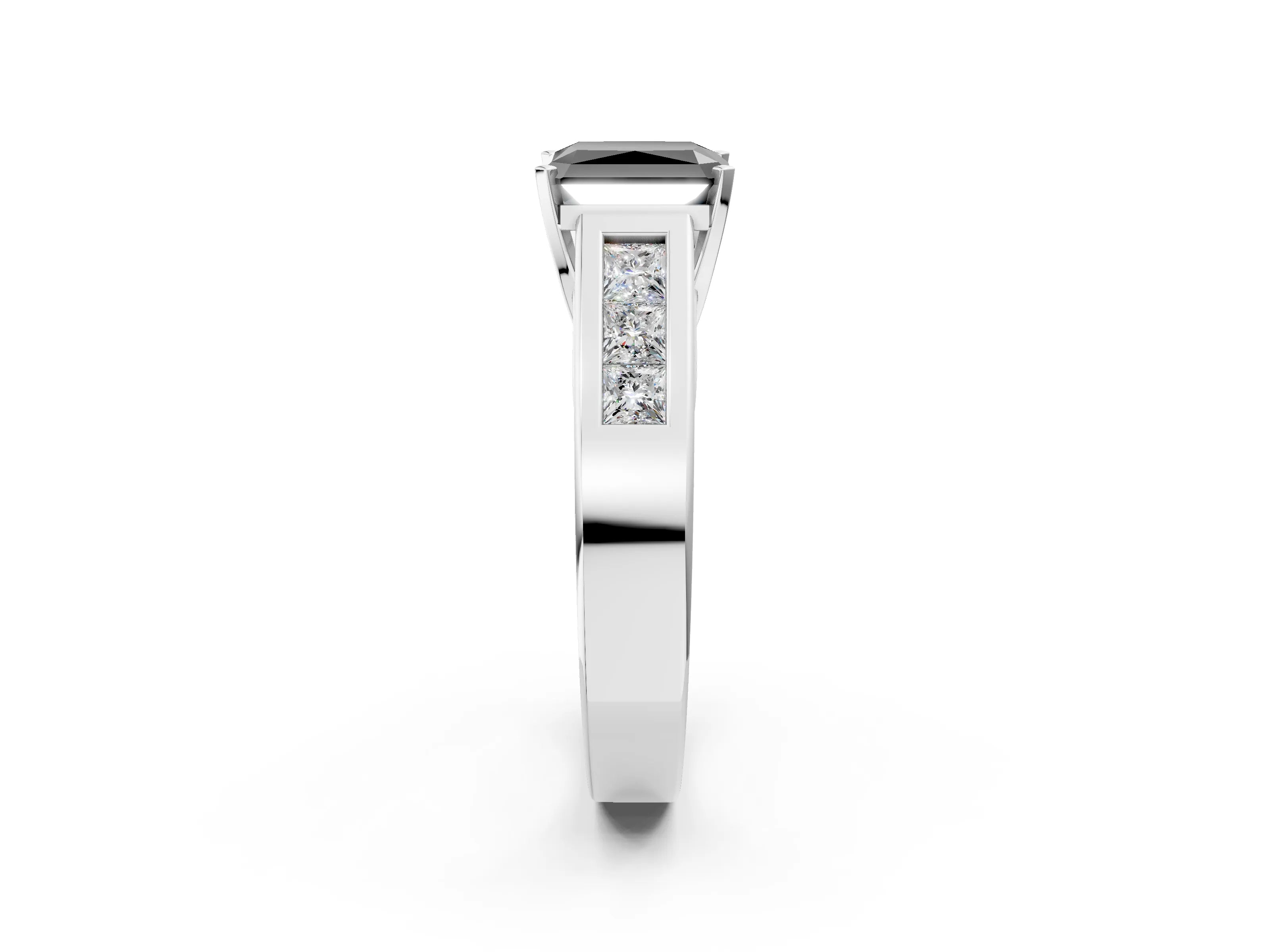 White gold Fancy Black Radiant Cut Cut Channel Set Solitaire Ring with Four-Prong Setting_14