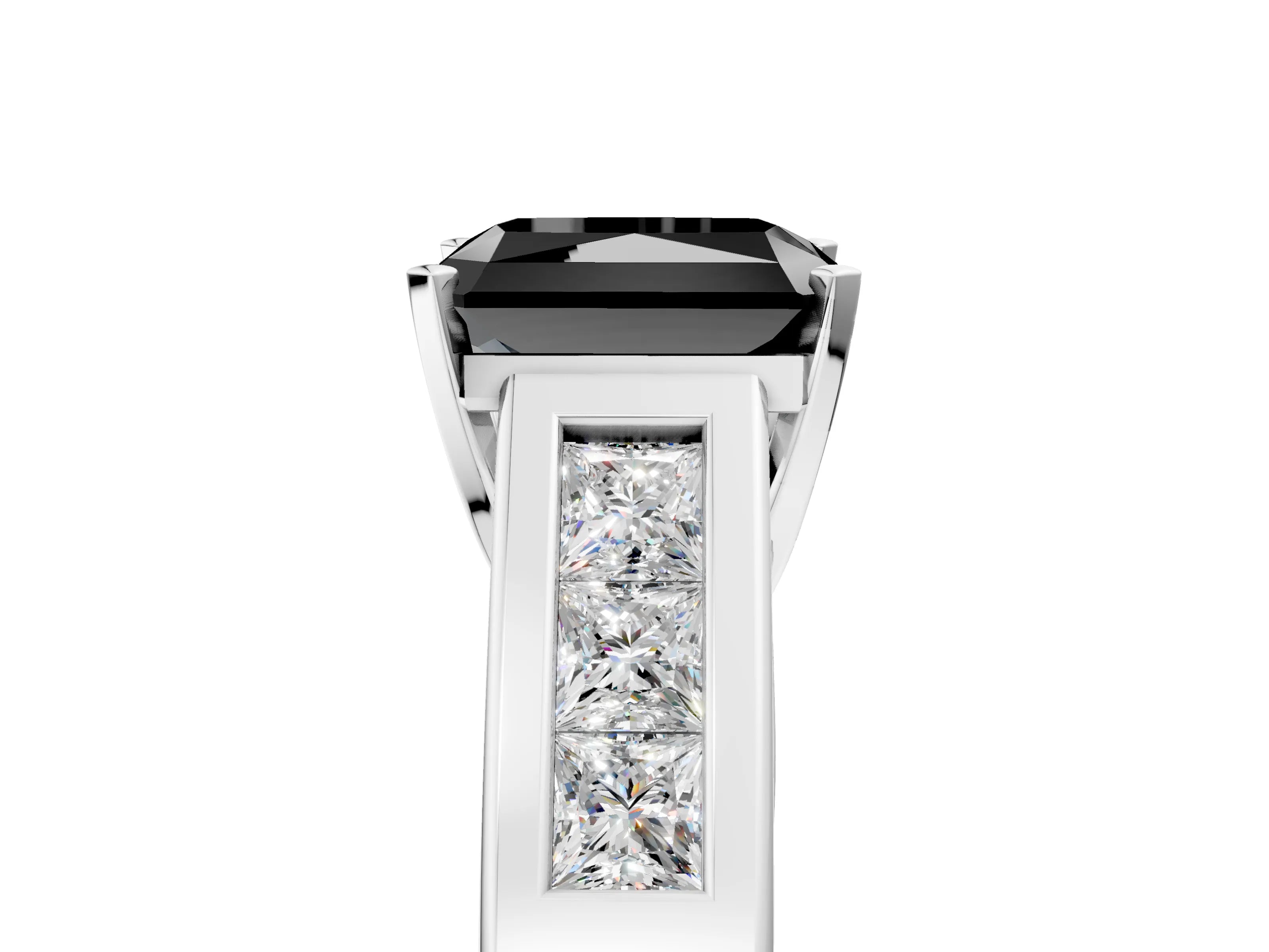 White gold Fancy Black Radiant Cut Cut Channel Set Solitaire Ring with Four-Prong Setting_17