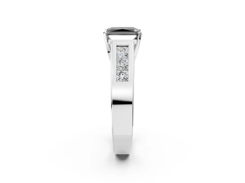 White gold Fancy Black Radiant Cut Cut Channel Set Solitaire Ring with Four-Prong Setting_2