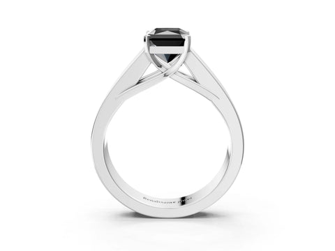 White gold Fancy Black Radiant Cut Cut Channel Set Solitaire Ring with Four-Prong Setting_3