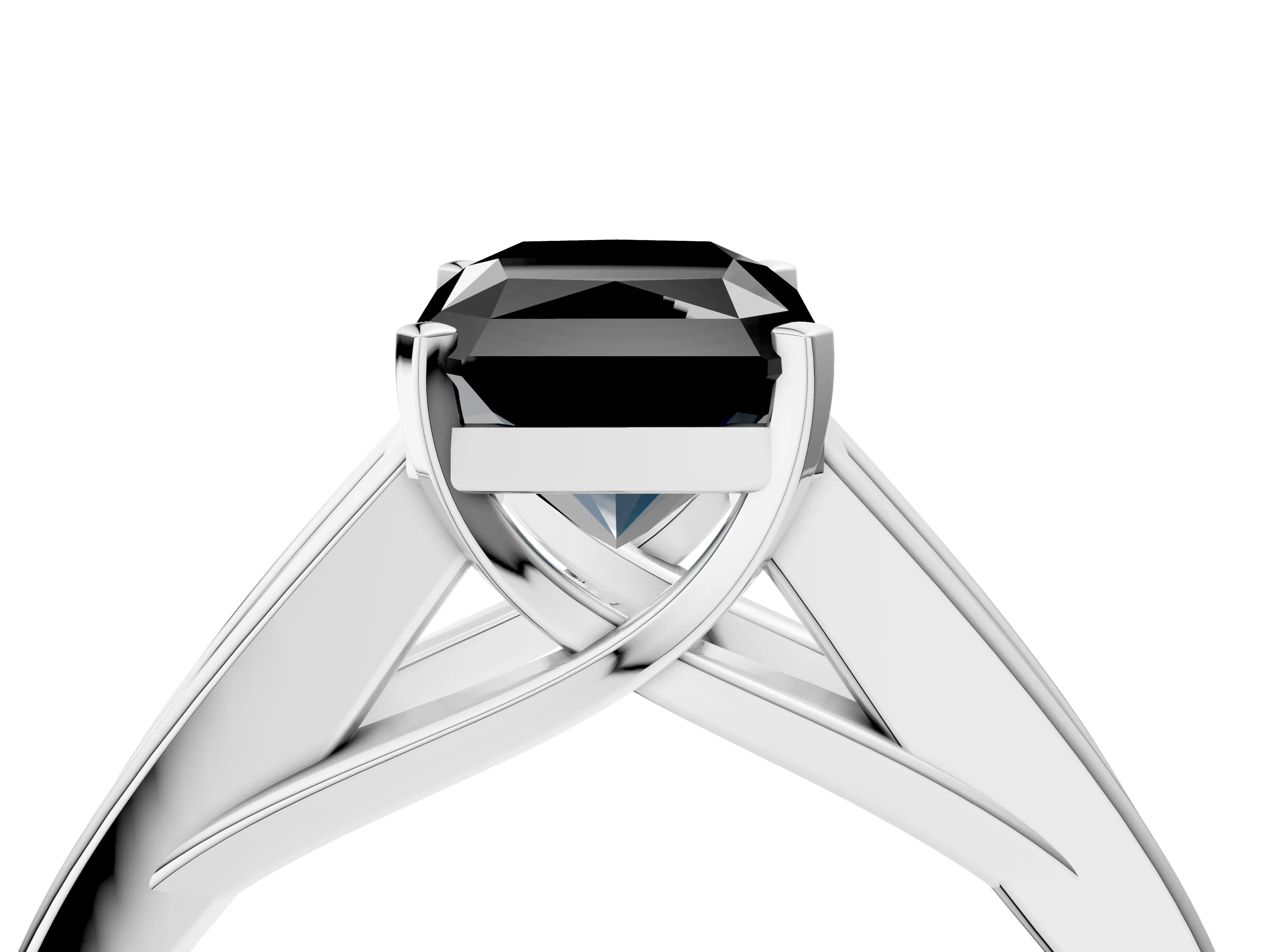 White gold Fancy Black Radiant Cut Cut Channel Set Solitaire Ring with Four-Prong Setting_4