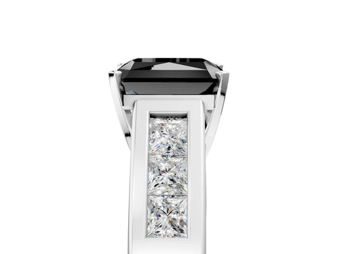 White gold Fancy Black Radiant Cut Cut Channel Set Solitaire Ring with Four-Prong Setting_5